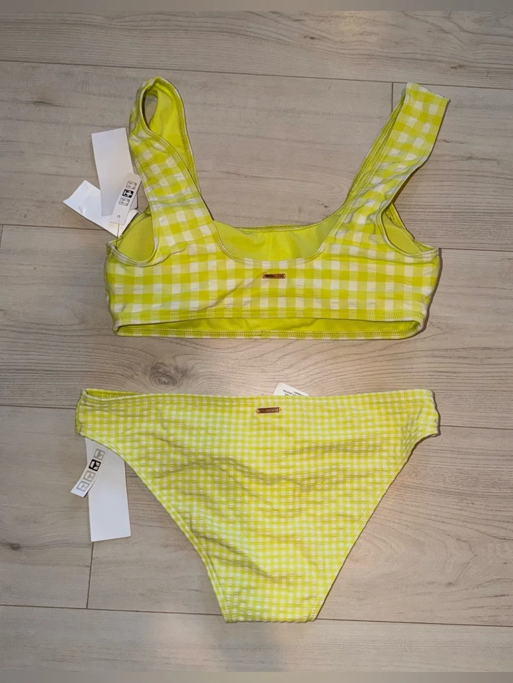Roxy Yellow/Green Gingham Bikini Set NWT